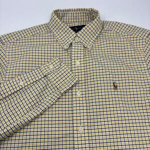 Ralph Lauren Mens Small Yellow Blue Check Long Sleeve Button Down Shirt